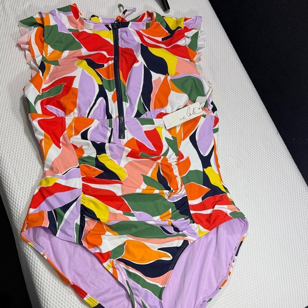 NWT Anne Cole Multicolor Print Swimsuit SIZE 14
